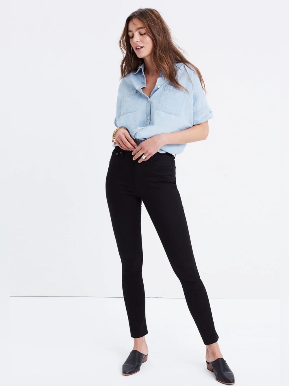Madewell 9" High-Rise Skinny Jeans in Black Stretch Denim Size 28